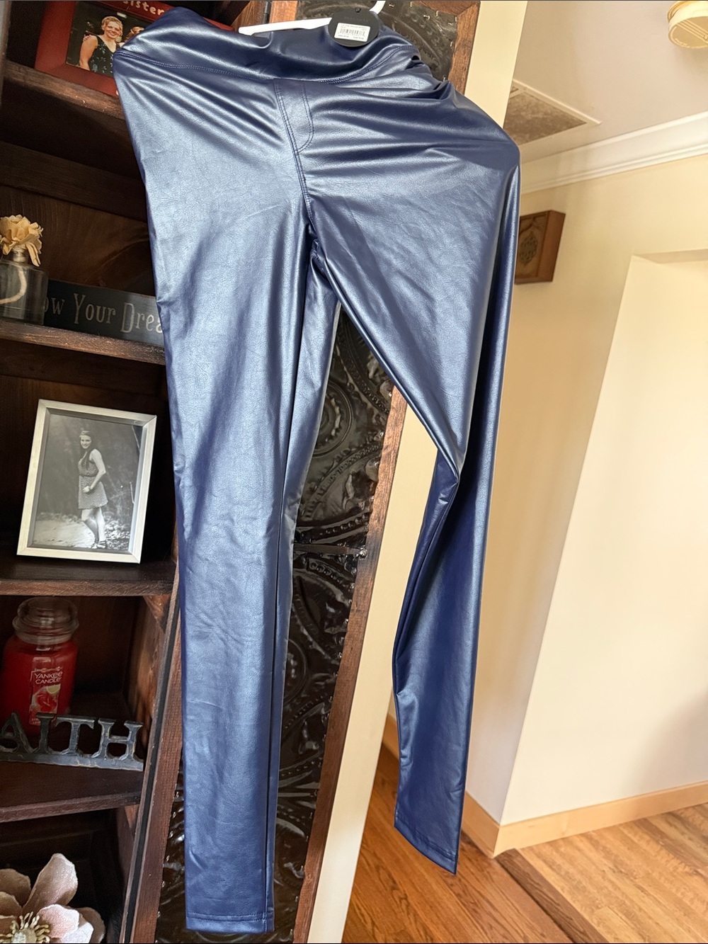 aerie Shiny Navy Blue Faux Leather Jeggings